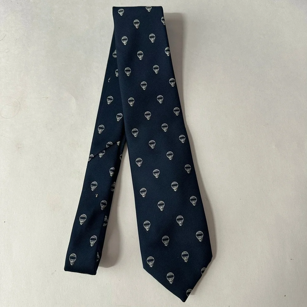 The Counselor Mens Navy Blue Hot Air Balloon Silk Blend Necktie Tie Preppy